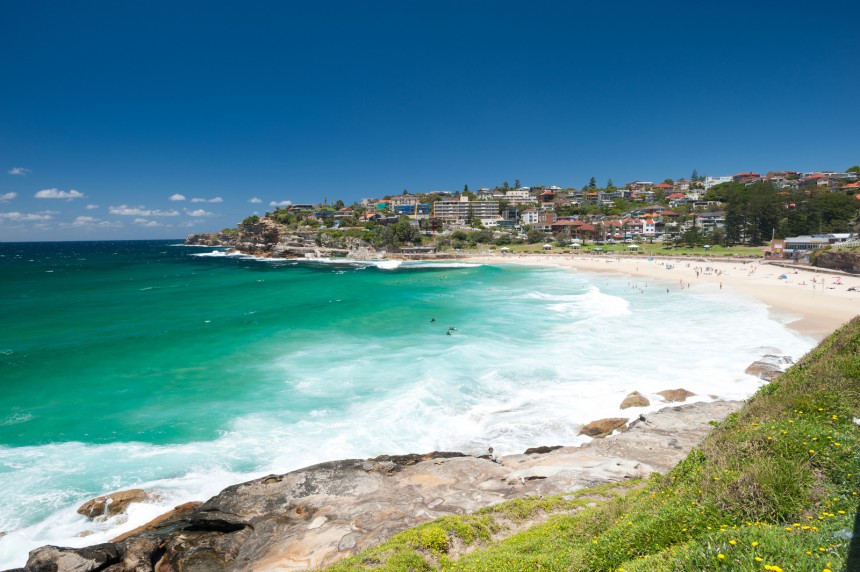 Sydneyn Bronte Beach on huomattavasti rauhallisempi kuin kuuluisa Bondi Beach.