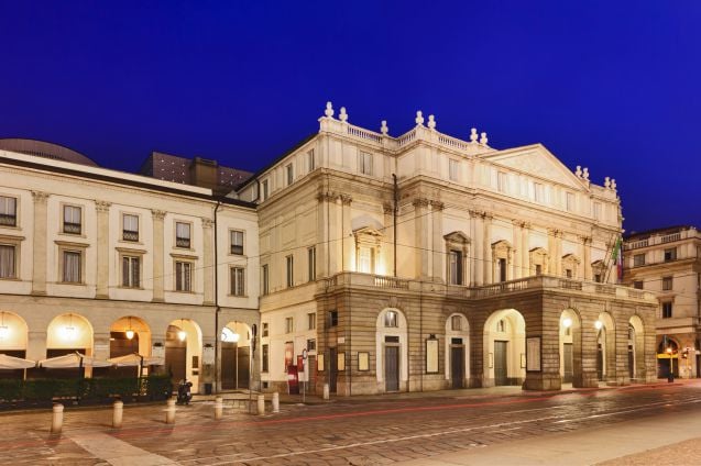 Milanon kuuluisa oopperatalo La Scala.