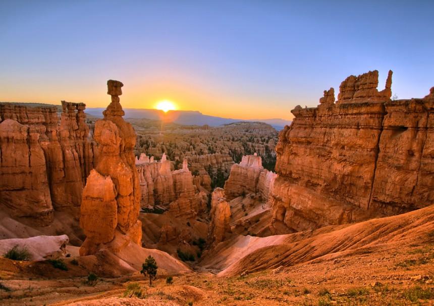 Bryce Canyon on kauneimmillaan auringonnousun ja -laskun aikaan